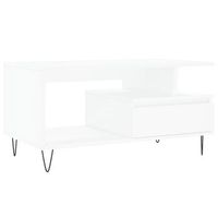 mesa de centro 90x49x45 cm madera y metal trabajados - blanco