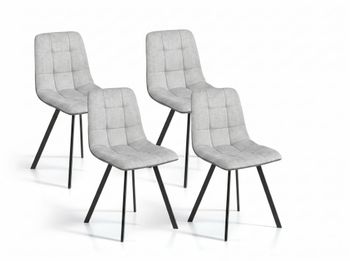 Set de 4 sillas de comedor tapizadas en tela gris. 46×54×89 cm