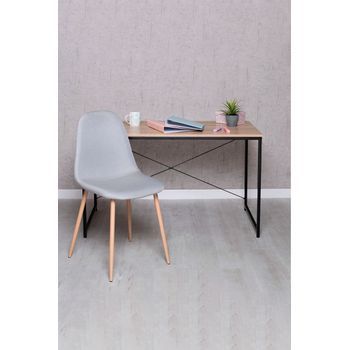 Conjunto Escritorio Dek Y Silla Teok Tela - Gris