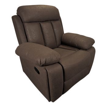 Sofá De 1 Plaza Con Función Relax, Modelo Dublin Con Reclinación Manual De Respaldo Y Resposapiés, Choco