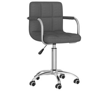 Vidaxl silla de comedor giratoria tela gris oscuro