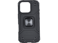 funda movil - isy isc 6107 compatible con iphone 16 pro resistente a golpes soporte plegable integrado negro
