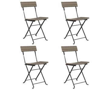 Vidaxl sillas cafetería plegables 4 uds acero y ratán sintético gris