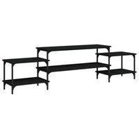 mueble tv  mueble de salon  armario tv madera contrachapada negro 197x35x52 cm