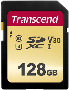 Transcend SDC500S - Tarjeta de memoria SDXC (128 GB) color dorado