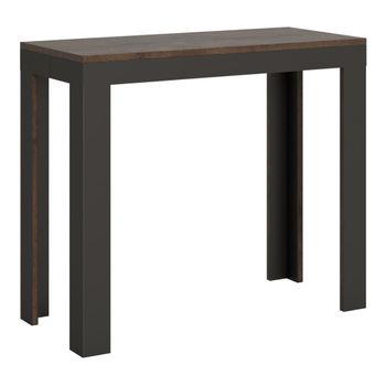 Consola extensible 90x40/196 cm efecto madera nogal, hierro