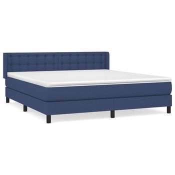 Cama Tapizada 203x163x88 Cm Tejido - Azul