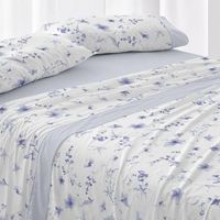 juego de sabanas 50 algodon floral cama de 135 cm - azul - burrito blanco