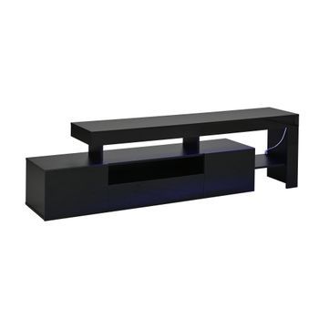 Mueble Tv Negro De 192 Cm Con Led Y Almacenamiento Para Televisores De Hasta 85 Pulgadas