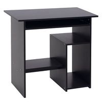 escritorio compacto para ordenador de madera con bandeja extraible y estantes 80 x 45 x 75 cm  negro