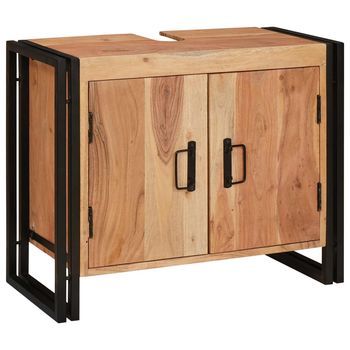 Mueble De Lavabo Marrón 71 X 33 X 58 Cm Madera De Acacia Sólida Vidaxl