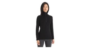 Capa interior icebreaker mujer 260 tech merino 1 2 zip negro