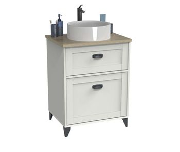 Mueble de baño para lavabos de 60 cm toscana blanco mate y roble cambrian con 1 puerta y 1 cajón (sin lavabo)