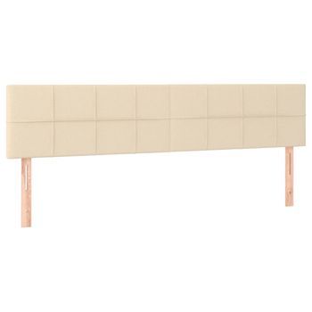 Cabecero Cama Mueble De Dormitorio Con Led De Tela 180 X 5 X 78/88 Cm Crema M02_0000505