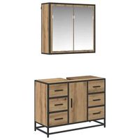 juego de muebles de bano 2 uds roble artisan 80 x 33 x 60 cm vidaxl