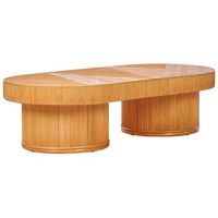 mesa de centro de jardin de ratan 150 x 70 cm madera clara airole