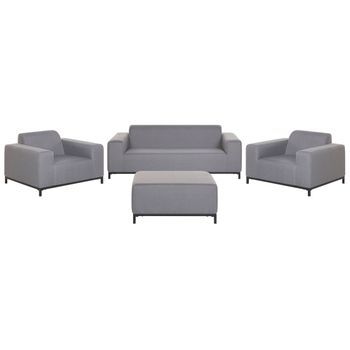 Conjunto De Jardín 5 Plazas De Poliéster Gris Negro Patas Metal Rovigo