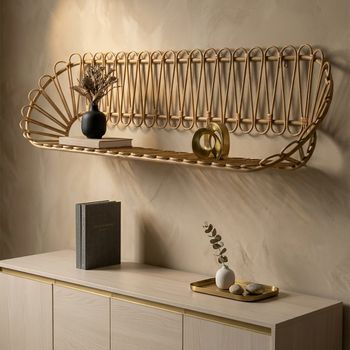 Estante de pared de metal marrón 162x28x43,5 cm