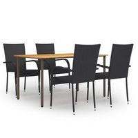 set de muebles de comedor de jardin 5 piezas de ratan negro vidaxl