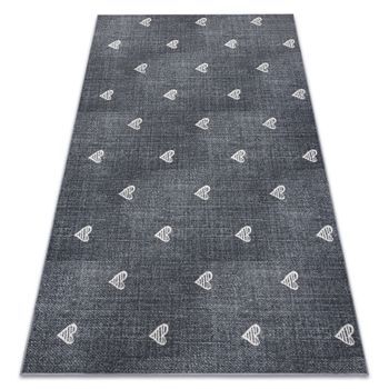 Alfombra Para Niños Hearts Jeans, Vintage Corazones - Gris 100x300 Cm