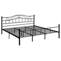 cama doble con estructura de acero revestido de negro y base de metal 180 x 200 cm 030002672