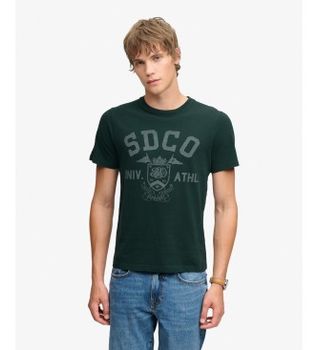 Superdry para hombre. M1012431A Camiseta Gothic Varsity verde (L), Casual, Algodón, Manga corta