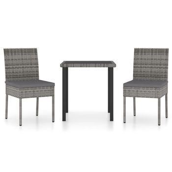 Juego De Comedor Para Jardín 3 Piezas Ratán Sintético Gris Vidaxl