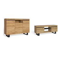set naturale salon comedor con patas mueble auxiliar buffet-mueble tv 140cm roble negro nordico