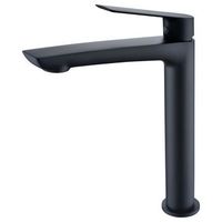 grifo monomando lavabo alto negro mate en laton y zama con cartucho ceramico