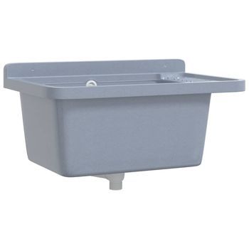 Fregadero Lavabo De Pared Resina Gris 60x40x28 Cm