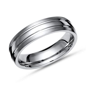 Anillo moderno de titanio parcialmente pulido de 6 mm de ancho