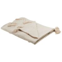 manta de algodon beige claro 130 x 180 cm patron geometrico dormitorio guna