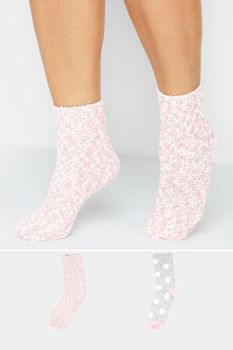 Yours Juego 2 Pares Calcetines Textura Grises Y Rosas