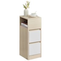 mesita de noche estrecha beige natural  blanco nube  1