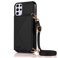 cool funda colgante wallet negra para samsung galaxy s21 ultra