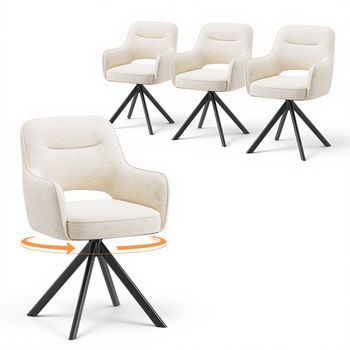 Juego De 4 Sillas Giratorias Smartue Premium Medio Reposabrazos 55.0x62.0x84.0 Cm - Beige