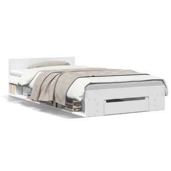 Cama Individual | Cama Para Adultos | Cama Con Cajón Madera De Ingeniería Blanca 75x190 Cm