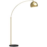 homcom lampara de pie arco moderna 40 w con altura y longitud ajustable con interruptor de pie 110-115x35x170-180 cm dorado
