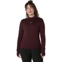 asics road winter seamless  camiseta de running mujeres - rojo oscuro