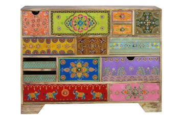 Cómoda madera de mango detalles pintados a mano multicolor