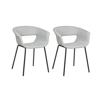 Conjunto De 2 Sillas Modernas Asientos Tapizados Poliéster Patas De Metal Para Comedor Cocina Gris Abilene