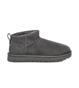 UGG para mujer. 1116109 Botines de piel Classic Ultra Mini gris (40), Plano, Casual