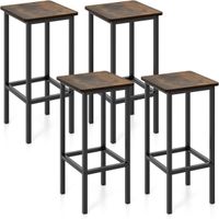 costway conjunto de 4 taburetes de bar con patas de metal reposapies sin respaldo industrial de altura para cocina comedor 30 x 30 x 65 cm marron