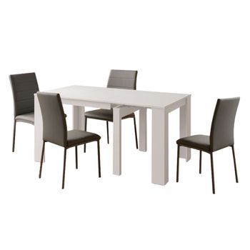 Pack Comedor Mesa Extensible 51 A 237 Cm Y 4 Sillas Meli En Color Blanco Y Gris