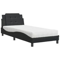 cama individual  cama para adultos  cama con colchon cuero sintetico negro 80x200 cm