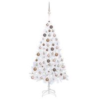 arbol de navidad preiluminado con luces y bolas blanco 120 cm vidaxl