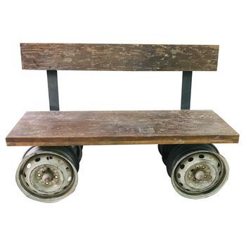 Banco De Madera Y Metal Marrón 142x44x98