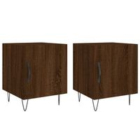 juego de 2 mesitas de noche con compartimento con puerta 40x40x50cm madera de ingenieria marron y hierro dec035848
