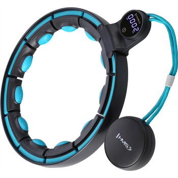 Hhm17 Aro Hula Negro/turquesa Con Imanes Y Pesas + Contador Hms
