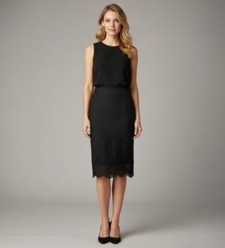 Twinset para mujer. 261TT2185 Falda de Lino Intarsia negro (40), Casual, Fiesta, Clásico